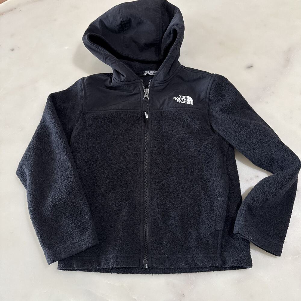 The North Face Fleece Jacket Youth XS Boys Black Hoodie Zip Up Outdoor School